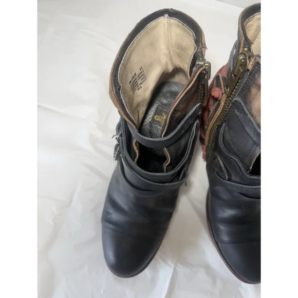 Freebird by Steven Crue boot black Leather Ankle Strap Zip Distress Size 11 - Picture 11 of 16